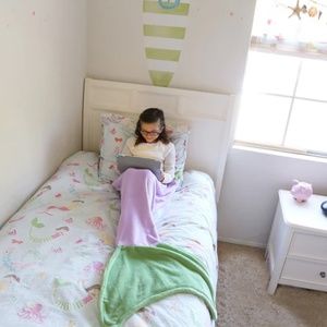 Seatail Mermaid Tail Blanket Minky Soft Purple Green Kids Children
